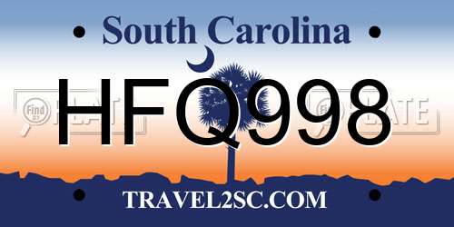 HFQ998 South Carolina License Plate