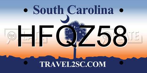 HFQZ58 South Carolina License Plate