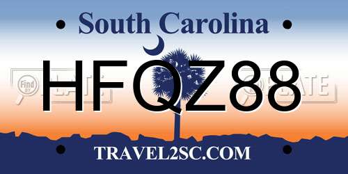HFQZ88 South Carolina License Plate