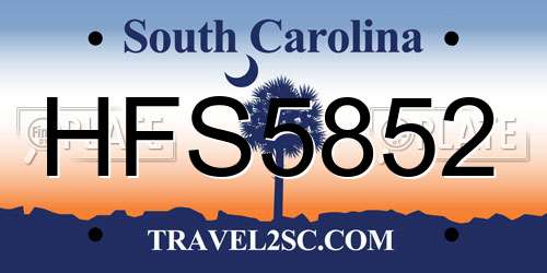 HFS5852 South Carolina License Plate