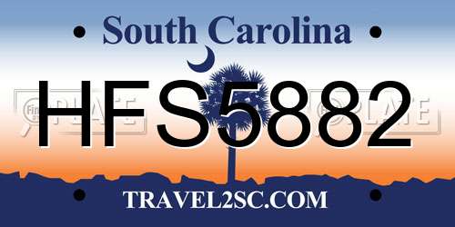HFS5882 South Carolina License Plate