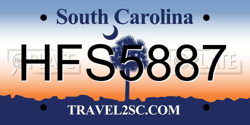 HFS5887 South Carolina License Plate