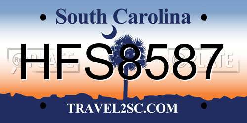 HFS8587 South Carolina License Plate