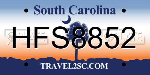 HFS8852 South Carolina License Plate