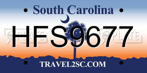 HFS9677 South Carolina License Plate