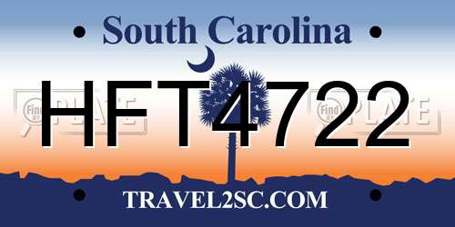 HFT4722 South Carolina License Plate