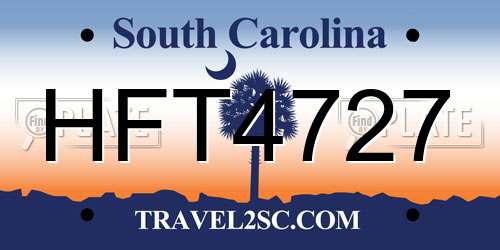 HFT4727 South Carolina License Plate