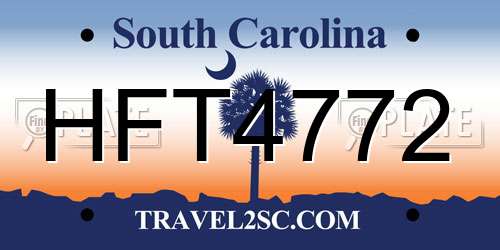 HFT4772 South Carolina License Plate