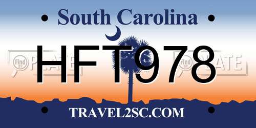 HFT978 South Carolina License Plate