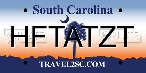 HFTATZT South Carolina License Plate