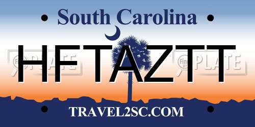 HFTAZTT South Carolina License Plate