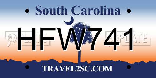 HFW741 South Carolina License Plate