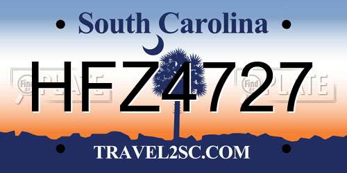 HFZ4727 South Carolina License Plate