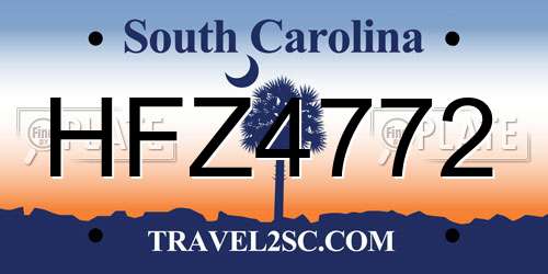 HFZ4772 South Carolina License Plate