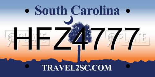 HFZ4777 South Carolina License Plate