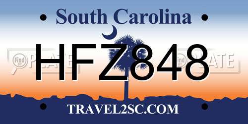 HFZ848 South Carolina License Plate
