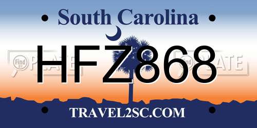HFZ868 South Carolina License Plate