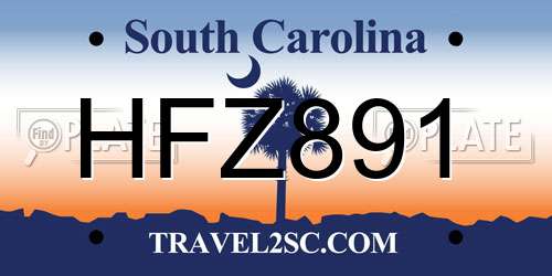HFZ891 South Carolina License Plate