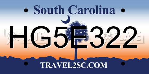 HG5E322 South Carolina License Plate
