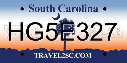 HG5E327 South Carolina License Plate