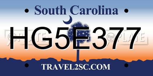 HG5E377 South Carolina License Plate