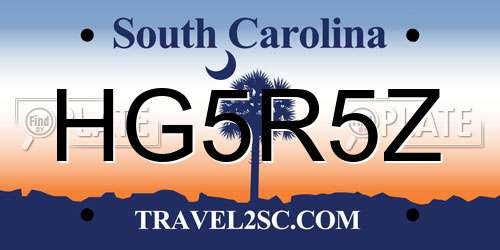 HG5R5Z South Carolina License Plate