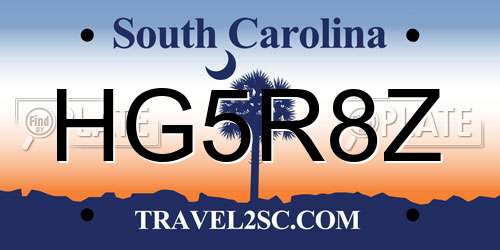 HG5R8Z South Carolina License Plate