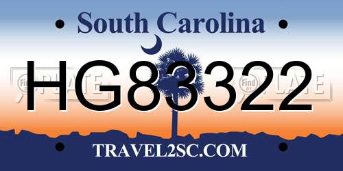 HG83322 South Carolina License Plate