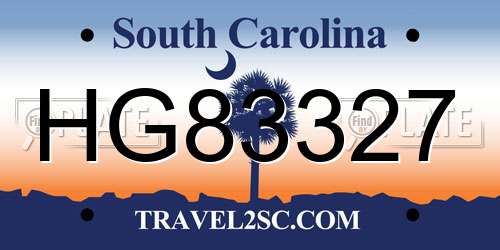 HG83327 South Carolina License Plate