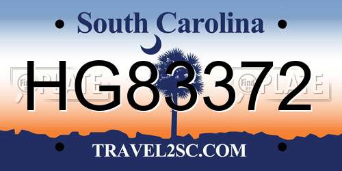 HG83372 South Carolina License Plate