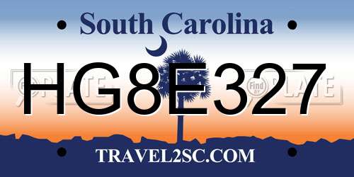 HG8E327 South Carolina License Plate