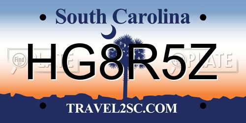 HG8R5Z South Carolina License Plate