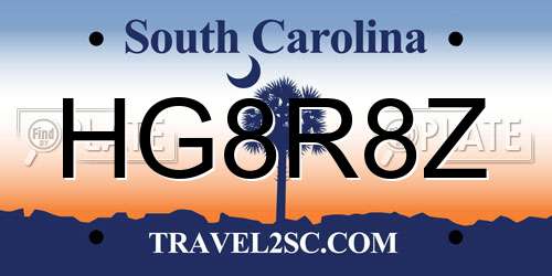 HG8R8Z South Carolina License Plate