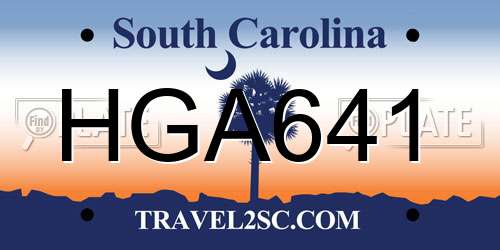 HGA641 South Carolina License Plate
