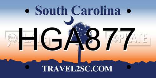 HGA877 South Carolina License Plate