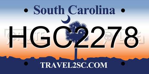 HGC2278 South Carolina License Plate