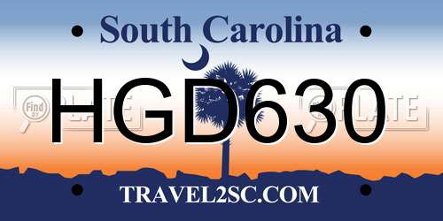 HGD630 South Carolina License Plate