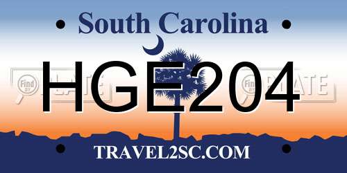 HGE204 South Carolina License Plate
