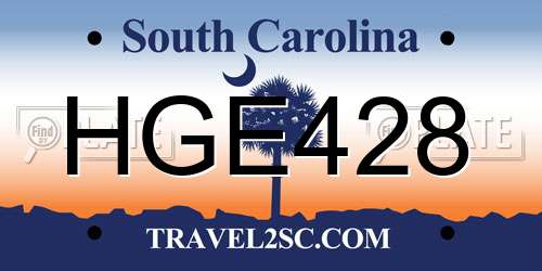 HGE428 South Carolina License Plate