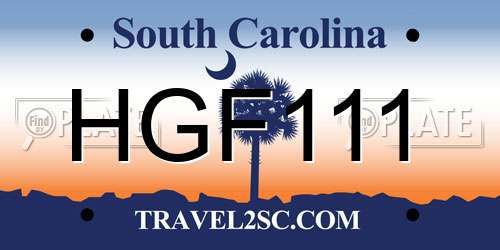HGF111 South Carolina License Plate