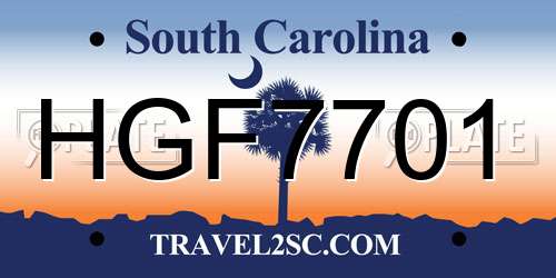 HGF7701 South Carolina License Plate