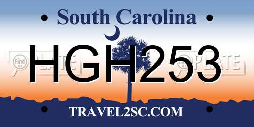 HGH253 South Carolina License Plate
