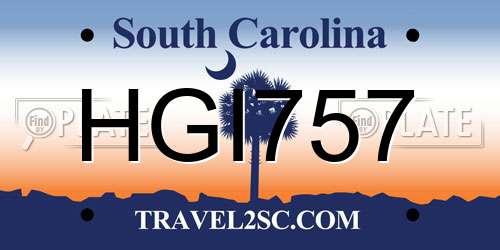HGI757 South Carolina License Plate