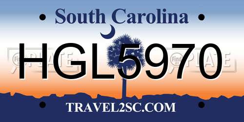 HGL5970 South Carolina License Plate