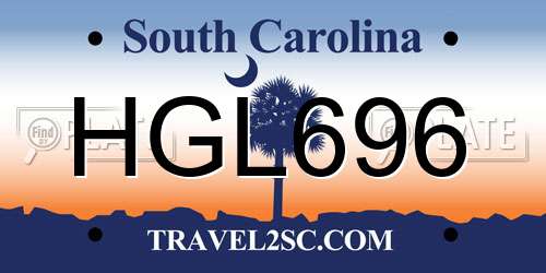 HGL696 South Carolina License Plate