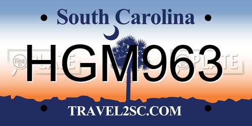 HGM963 South Carolina License Plate