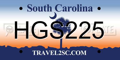 HGS225 South Carolina License Plate