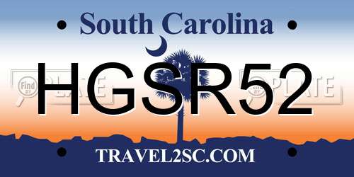 HGSR52 South Carolina License Plate
