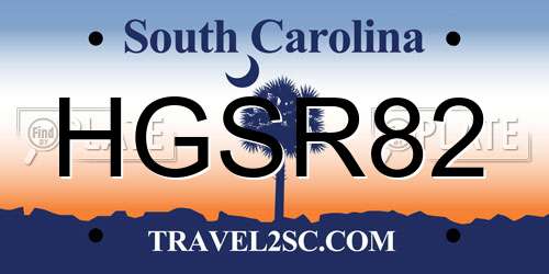HGSR82 South Carolina License Plate