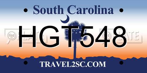 HGT548 South Carolina License Plate
